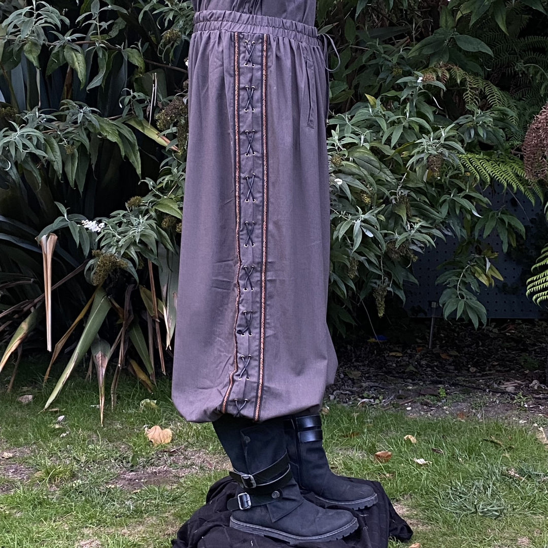 Optional grey cotton Hero Pants with side lacing