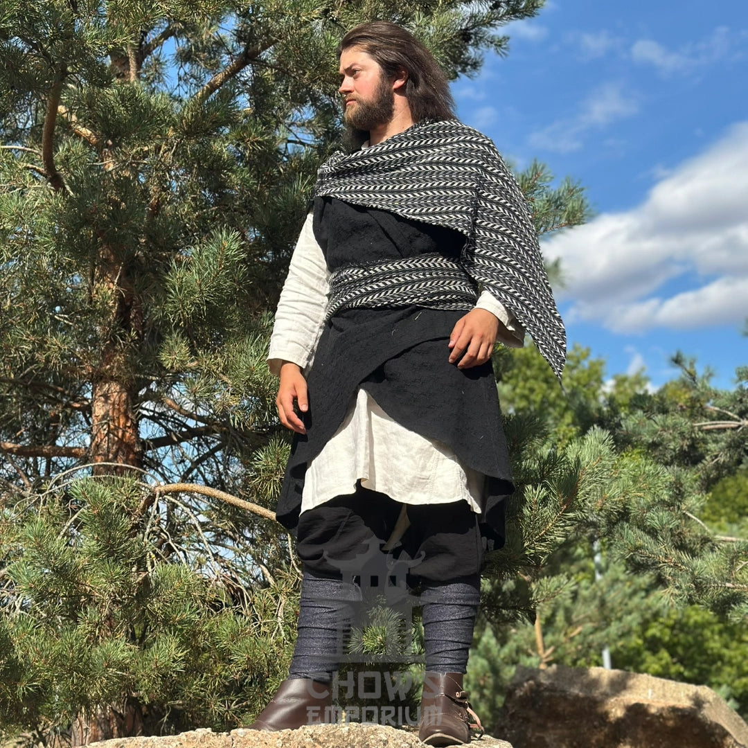 Pirate Panel Waistcoat and Sash in Black &amp; White