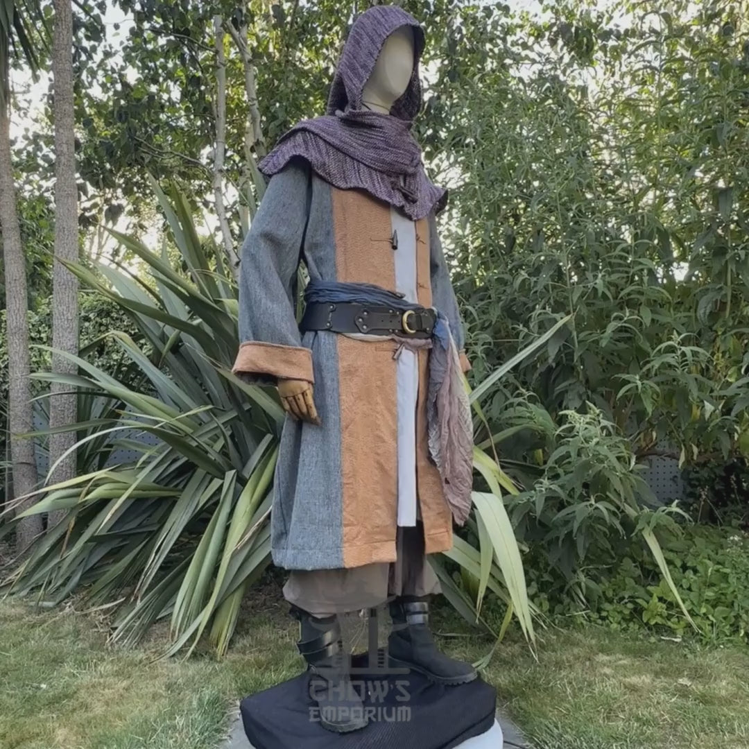 Ocean Cleric LARP Outfit 4+ Pieces (Teal Robe, Hood, Sash, and Necklace)