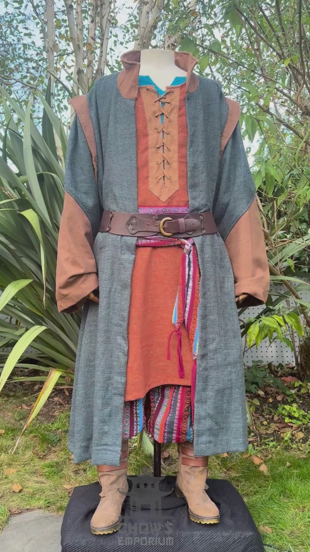 Ocean Druid LARP Set - 3+ pieces (Teal Robe, Tunic & Sash)