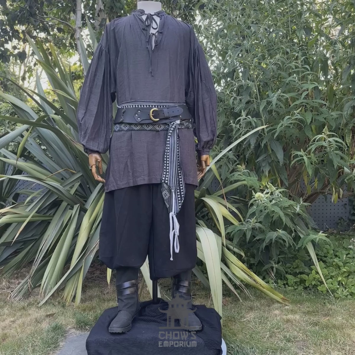 Medieval Shirt in Dark Grey Cotton & Linen
