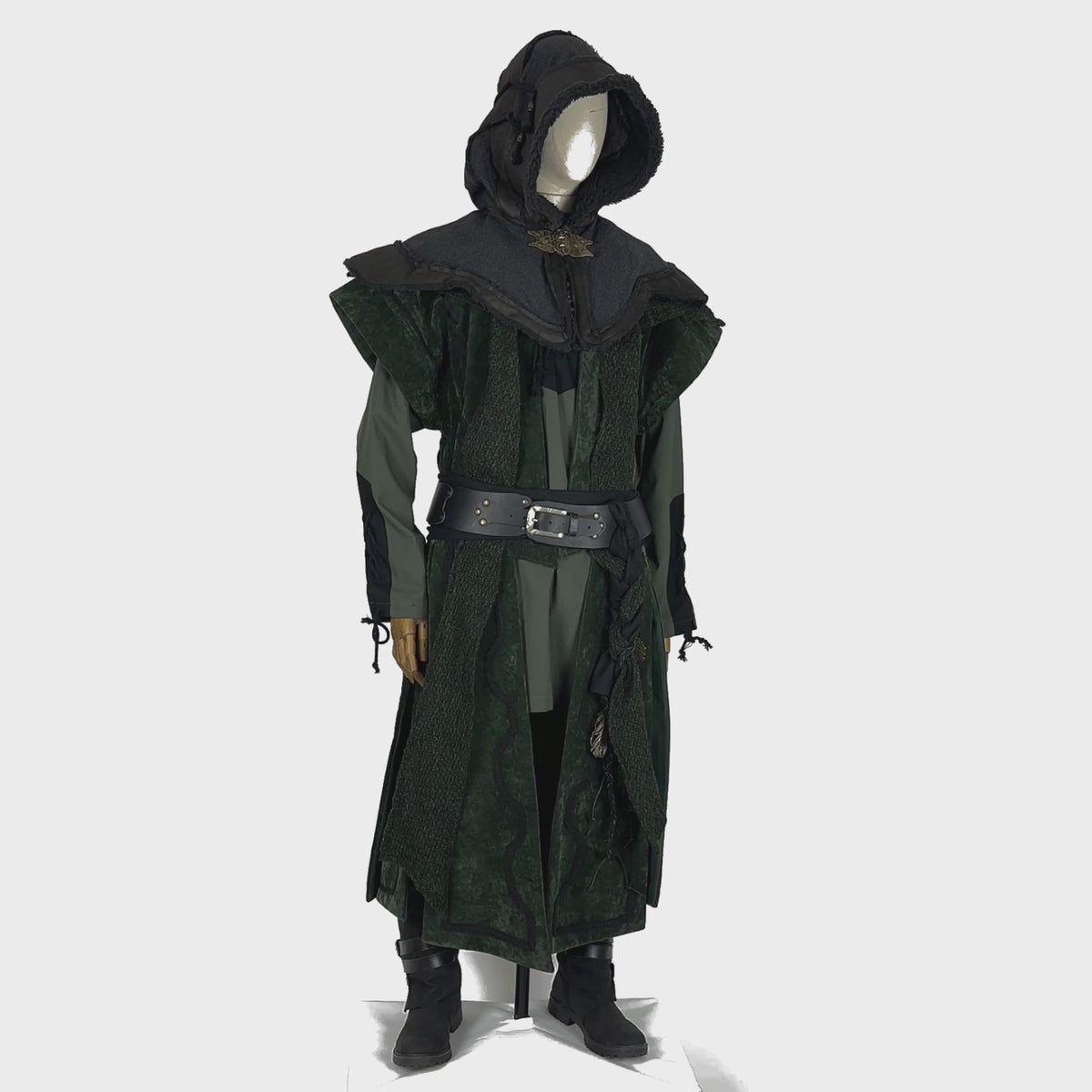 Twilight Rogue LARP Set - 4+ Pieces (Waistcoat, Hood, Sash &amp; Necklace)