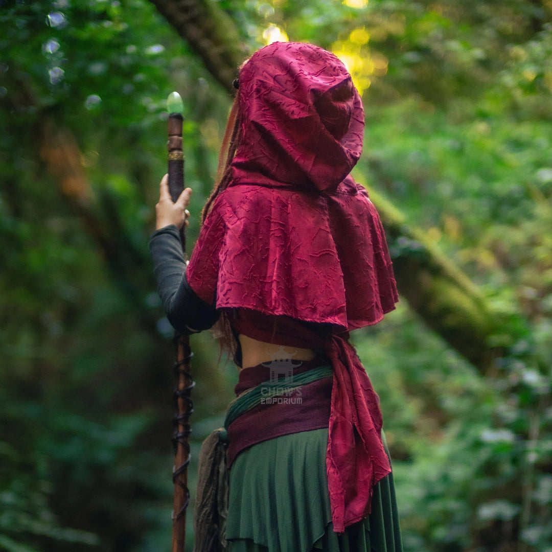 Red Medieval Scarf Hood - Lightweight