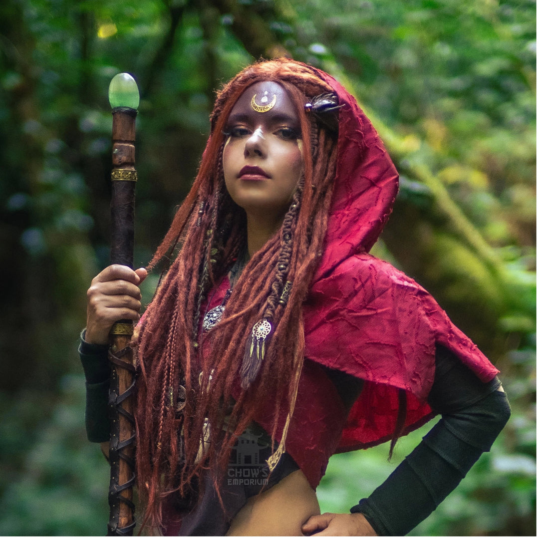 Red Medieval Scarf Hood - Lightweight