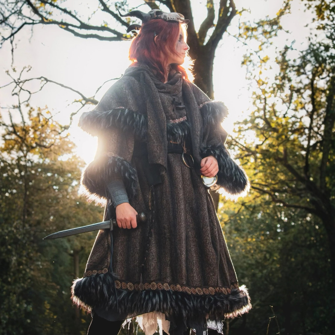 Arcane Warrior LARP Outfit Set - 3+ Pieces (Blue/Grey Tunic, Hood &amp; Sash)