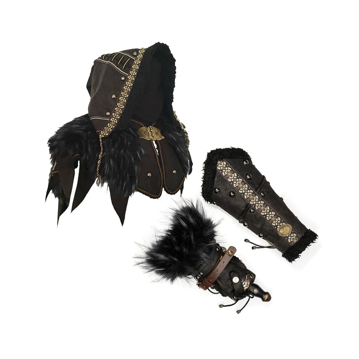 Storm Mage LARP Set - 4+ Pieces (Waistcoat, Hood, Vambraces & Sash)