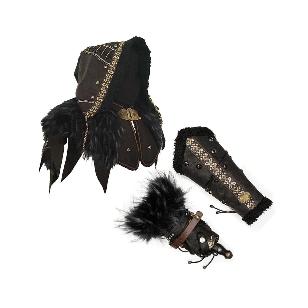 Storm Mage LARP Set - 4+ Pieces (Waistcoat, Hood, Vambraces & Sash)
