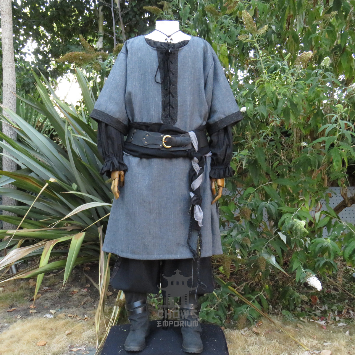 LARP Basic Outfit - 3 pieces Grey & Purple (Tunic, Hood, Sash)