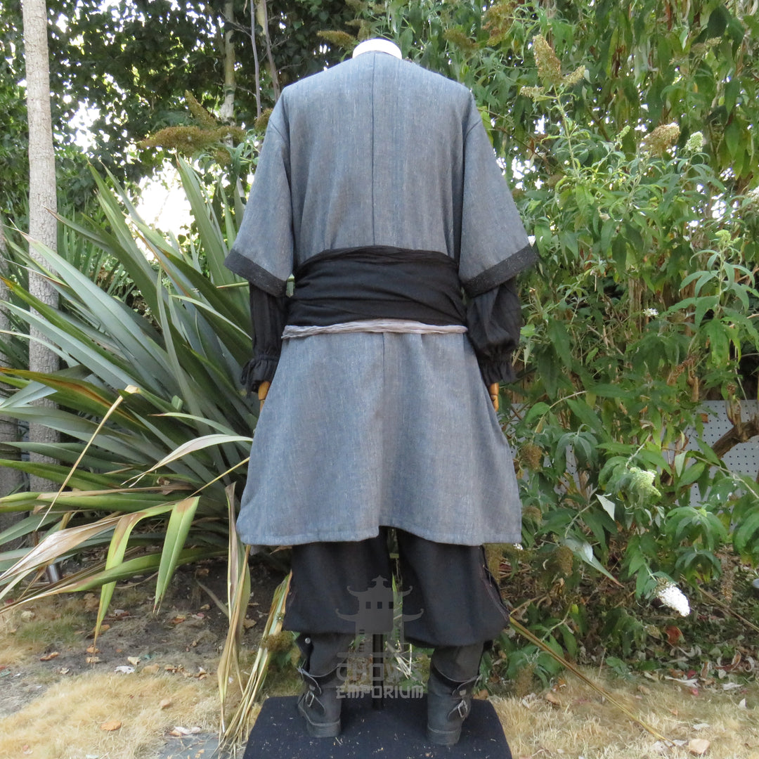 LARP Basic Outfit - 3 pieces Grey & Purple (Tunic, Hood, Sash)