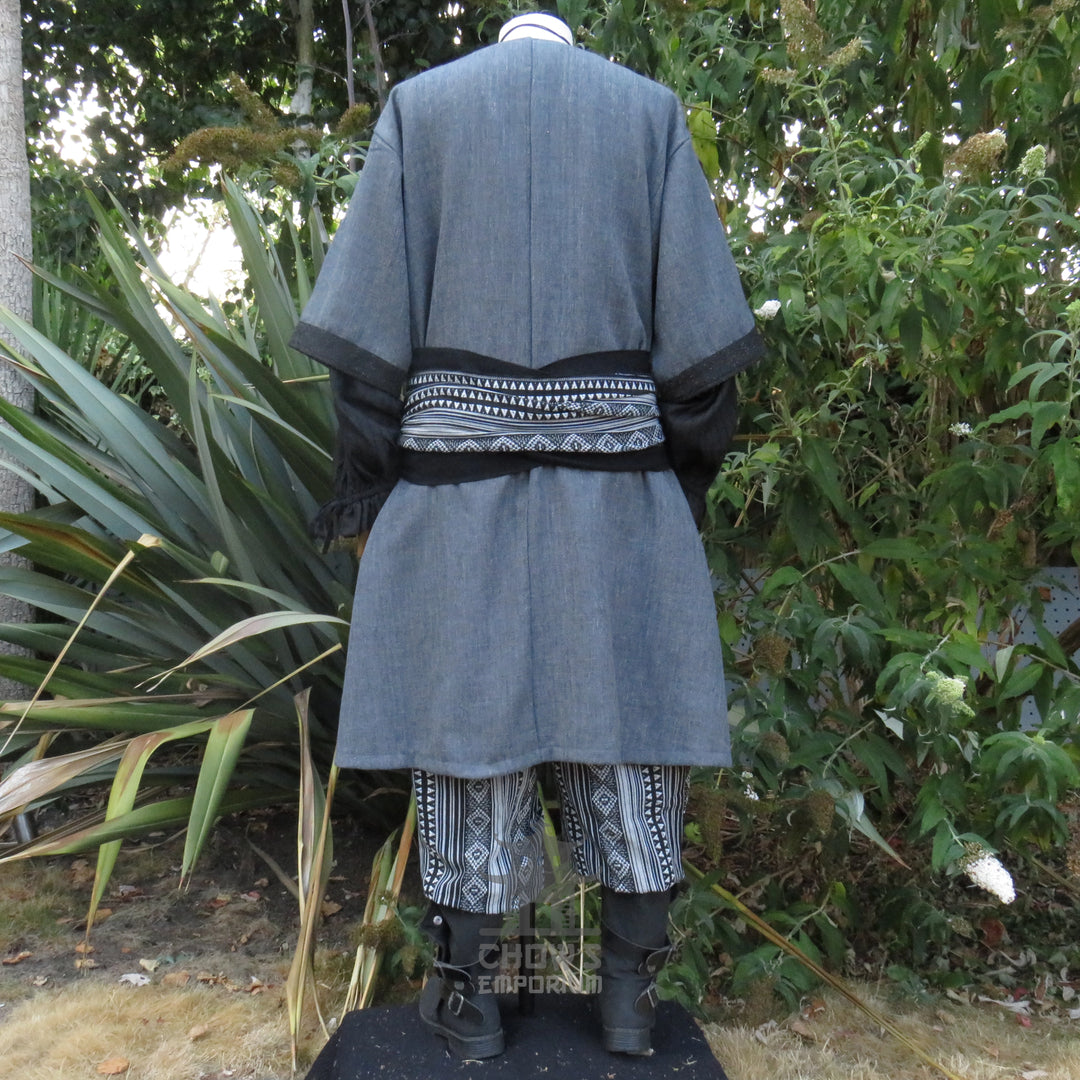 LARP Basic Outfit - 3 pieces Grey & Purple (Tunic, Hood, Sash)