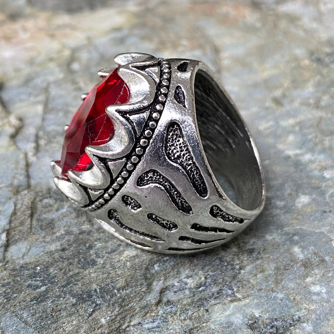 Gemstone Ring - Silver (Red) - Chows Emporium Ltd