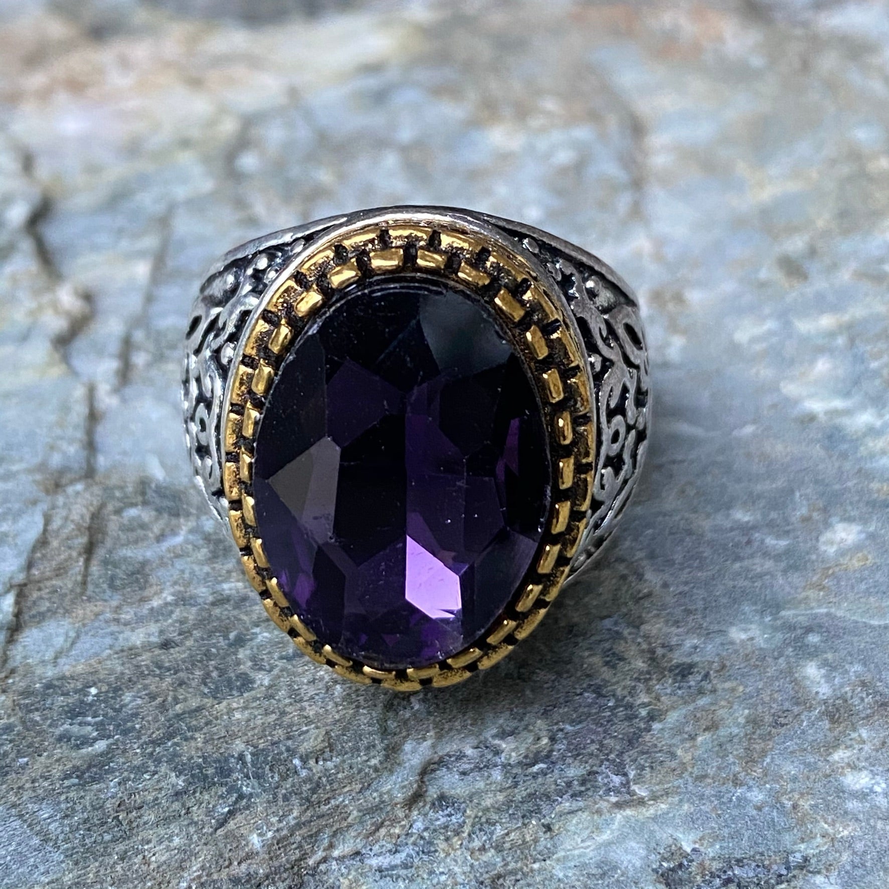 14k White Gold Diamond and Amethyst Fashion Ring | Orin Jewelers |  Northville, MI
