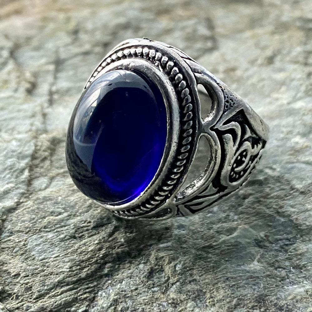 Gemstone Ring - Silver Filigree (Blue) - Chows Emporium Ltd