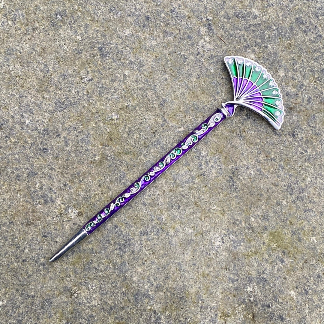 Hairpin, Fan Style (Silver and Purple) - Chows Emporium Ltd