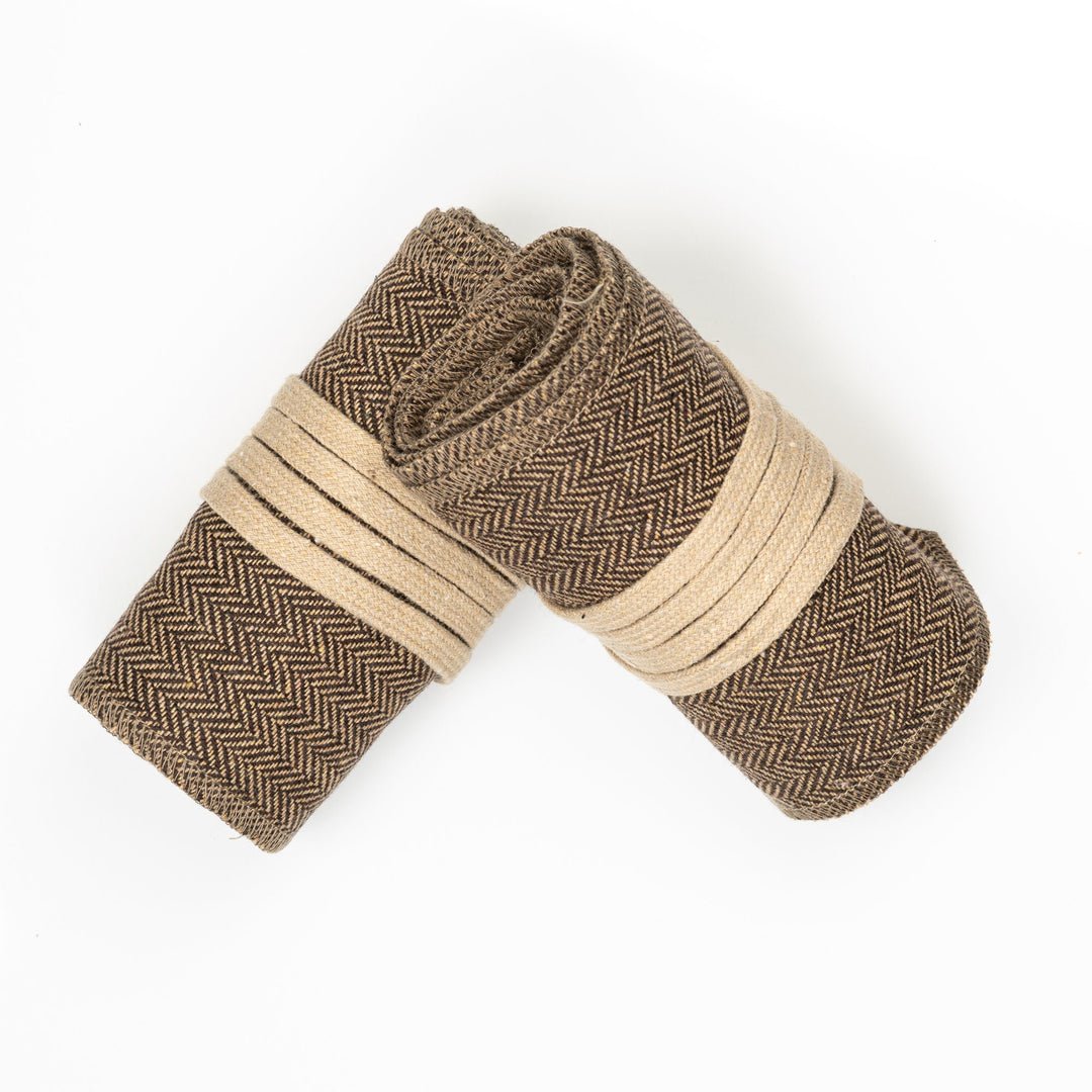 Medieval Leg Wraps - Red Herringbone Wool Mixture Puttees - Gift Ideas - Chows Emporium Ltd
