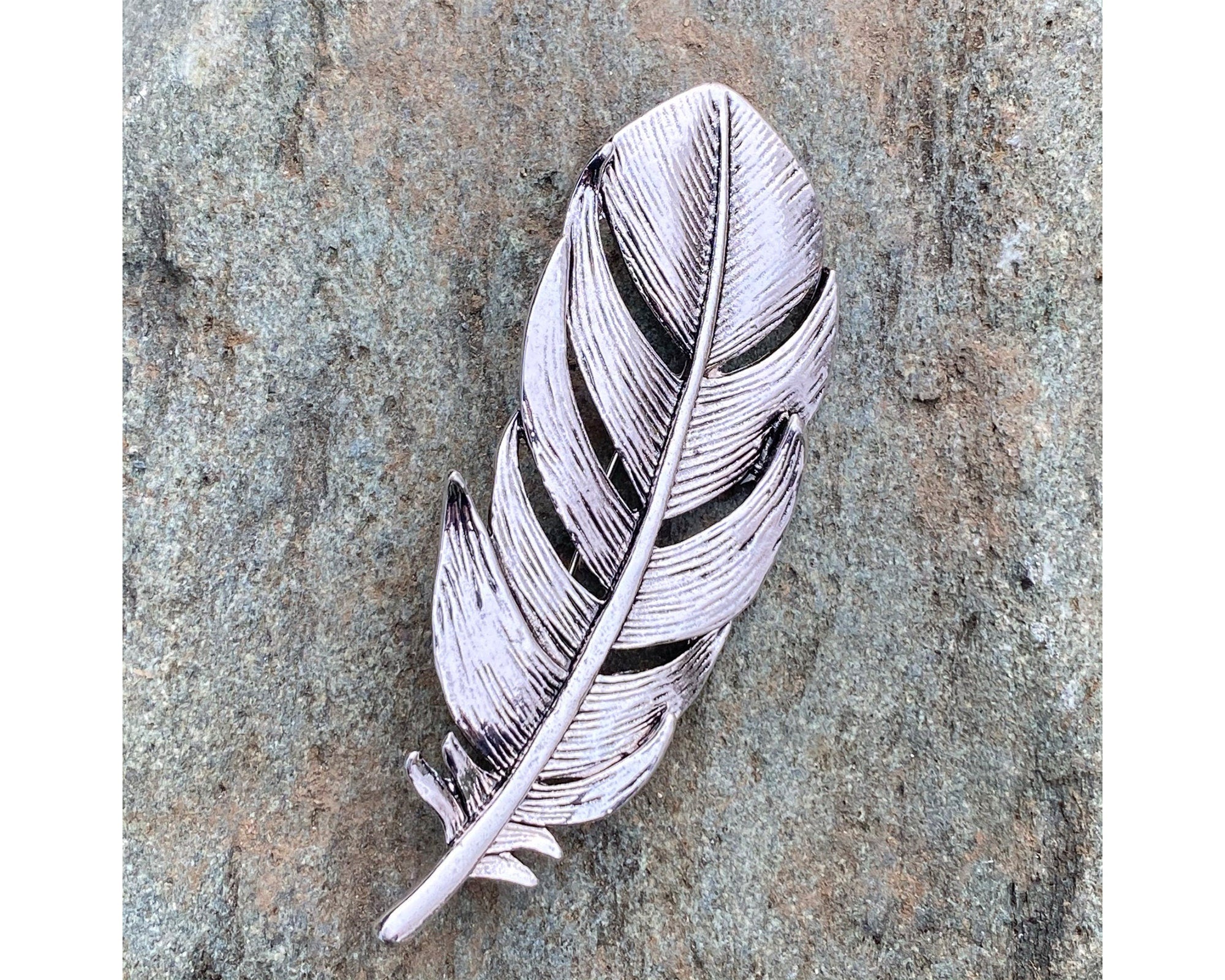 Silver 2025 feather pin