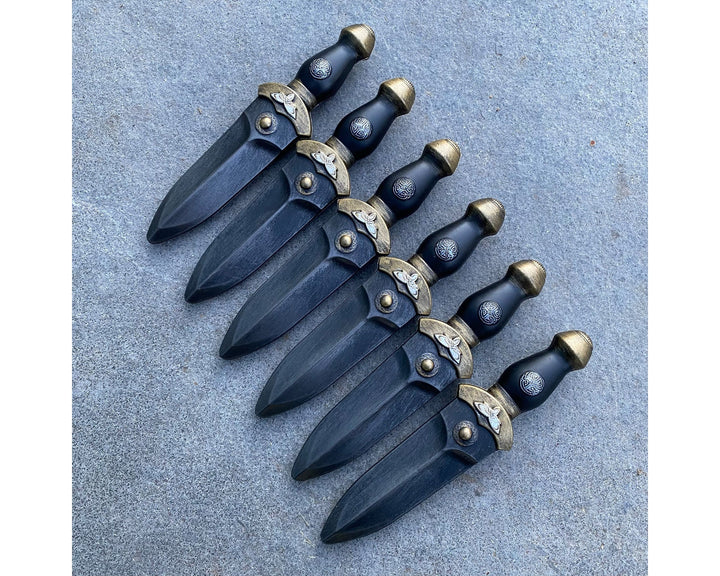 LARP Foam Dagger - Latex Throwing Knife - Gun Metal finish - Set of 6 - Chows Emporium Ltd
