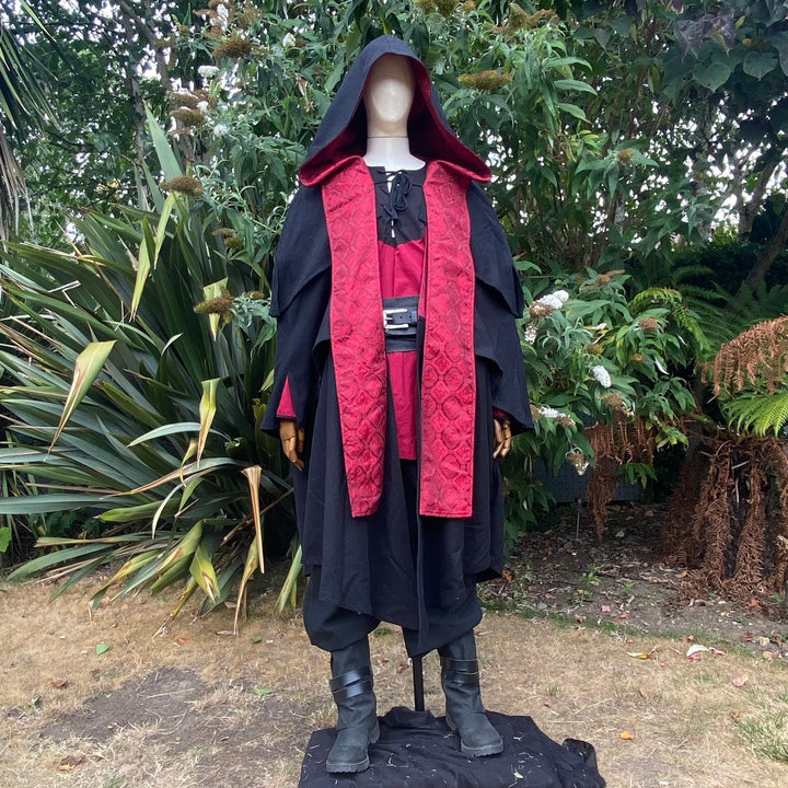 Blood Mage LARP Outfit - 4 Piece Set; Three Layer Cloak, Shirt, Trousers, Belt - Chows Emporium Ltd