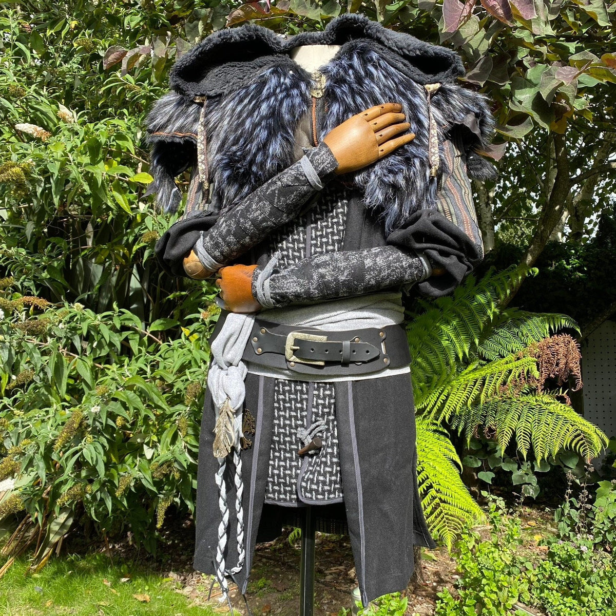 Set of Medieval LARPing Arm Wraps. They are coloured Grey and Black and made out of a Wool mixture.