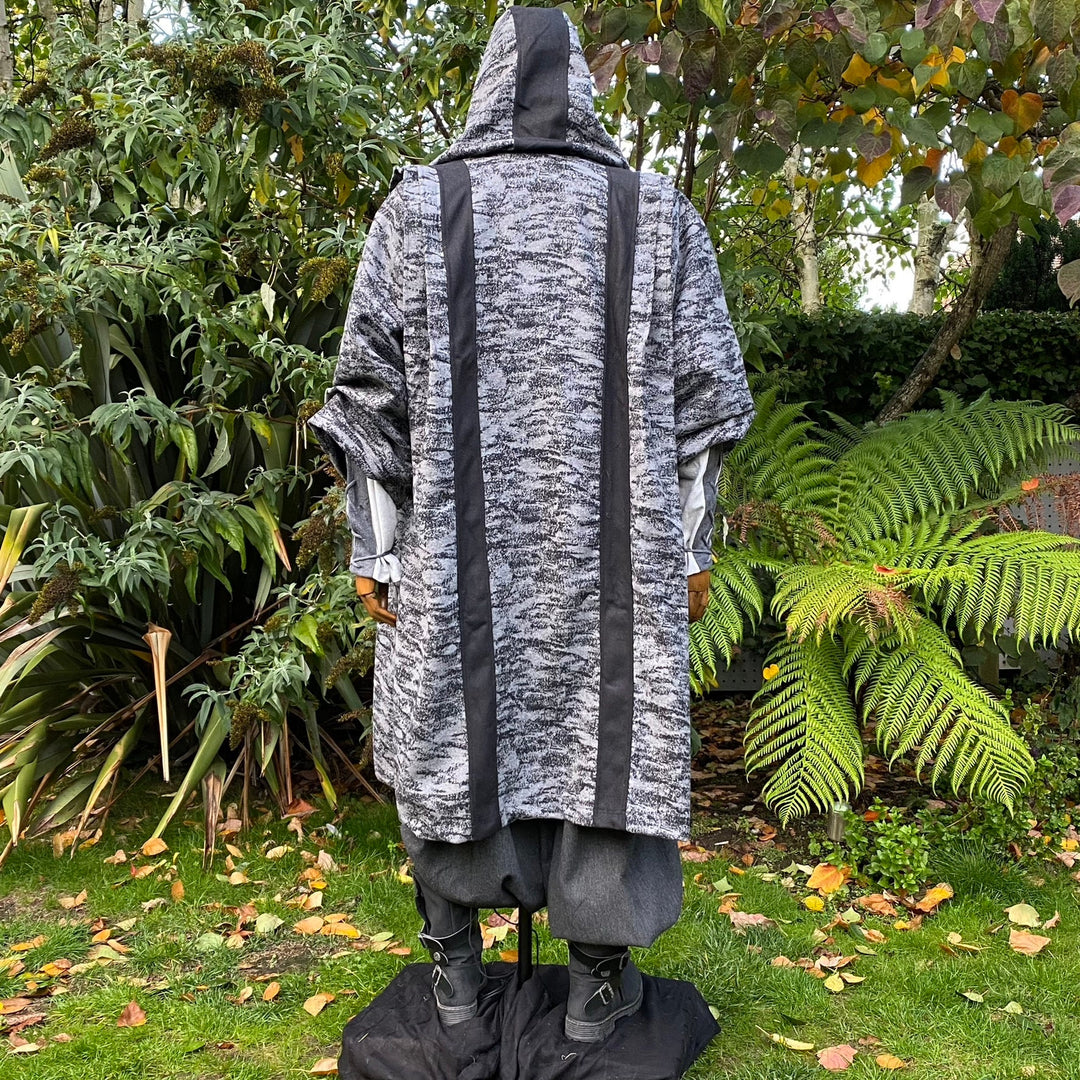 Battle Mage Dark LARP Outfit - 2 Pieces; Mid-Length Robe and Scarf Hood - Chows Emporium Ltd