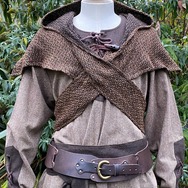 Medieval Wrap-Around Hood - Brown - Wool Scarf LARP Hood - Chows Emporium Ltd