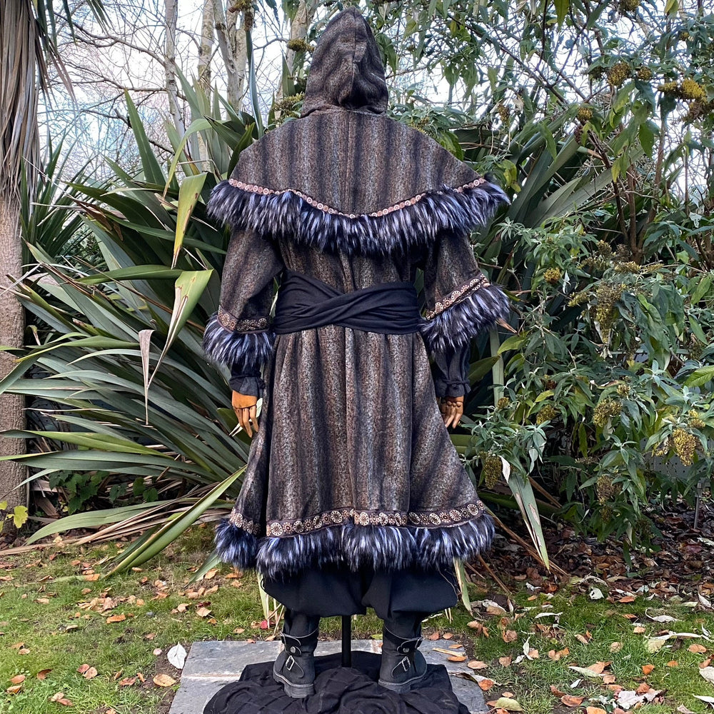 Arcane Warrior LARP Outfit - 3 Pieces; Brown & Black, Mohair Tunic and Hood, Sash - Chows Emporium Ltd