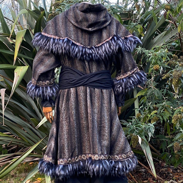 Arcane Warrior LARP Outfit - 3 Pieces; Brown & Black, Mohair Tunic and Hood, Sash - Chows Emporium Ltd