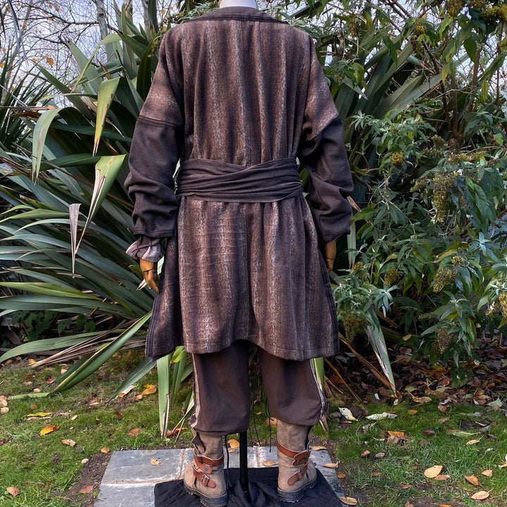 LARP Basic Outfit - 2 Pieces: Brown Mohair Two Tone Tunic and Brown Wool Sash - Chows Emporium Ltd
