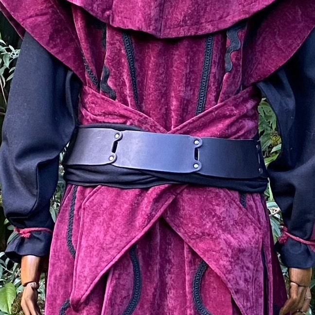 LARP Belt and Sash Set with Accessories - Black Wool - Black Buffalo Leather - Gift Ideas - Chows Emporium Ltd