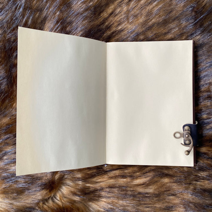 Leather Bound Journal with Metal Clasp and Animal Accessory - Brown A5 Note Book - Chows Emporium Ltd