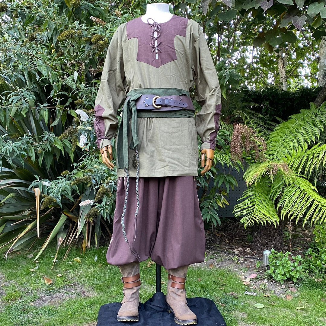 LARP Viking Shirt - Two Tone Green & Brown - Lightweight Cotton Mix - Chows Emporium Ltd