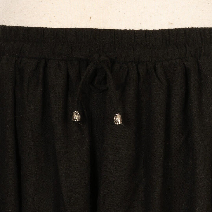 LARP Hero Pants - Loose Black Wool Mix Trousers with Side Lace and Braiding - Chows Emporium Ltd