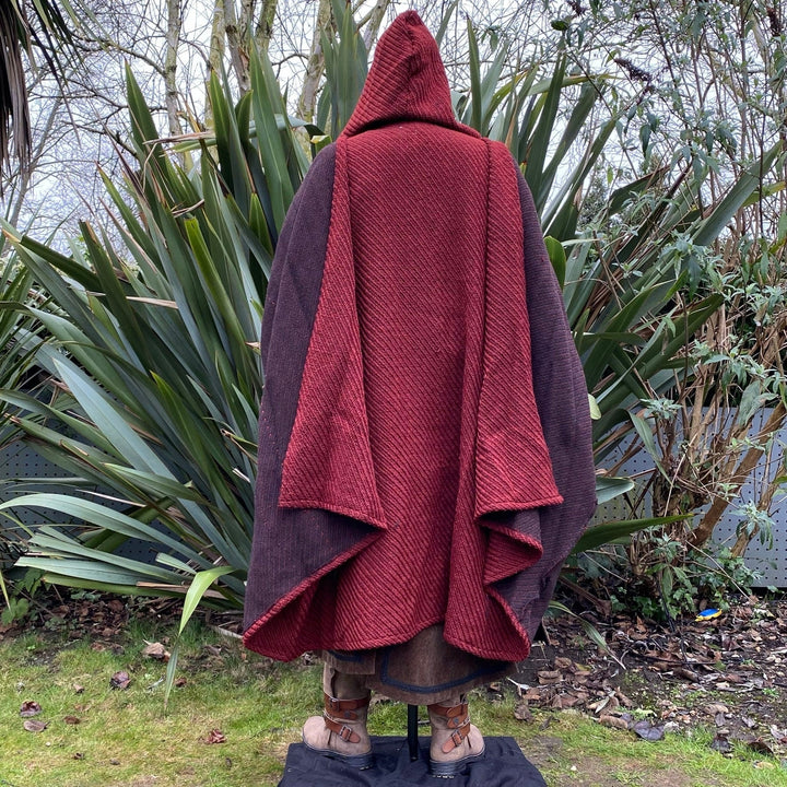 This LARP Cloak in Red Wool has two Cross Over Straps that can tie together, or into existing costume. The Medieval Cloak is Water Resistant and helps keep you warm. The Viking Cape's Wrap Around Straps help keep the cape on your shoulders; perfect for your LARP character, Cosplay Events, and Ren Faires. 