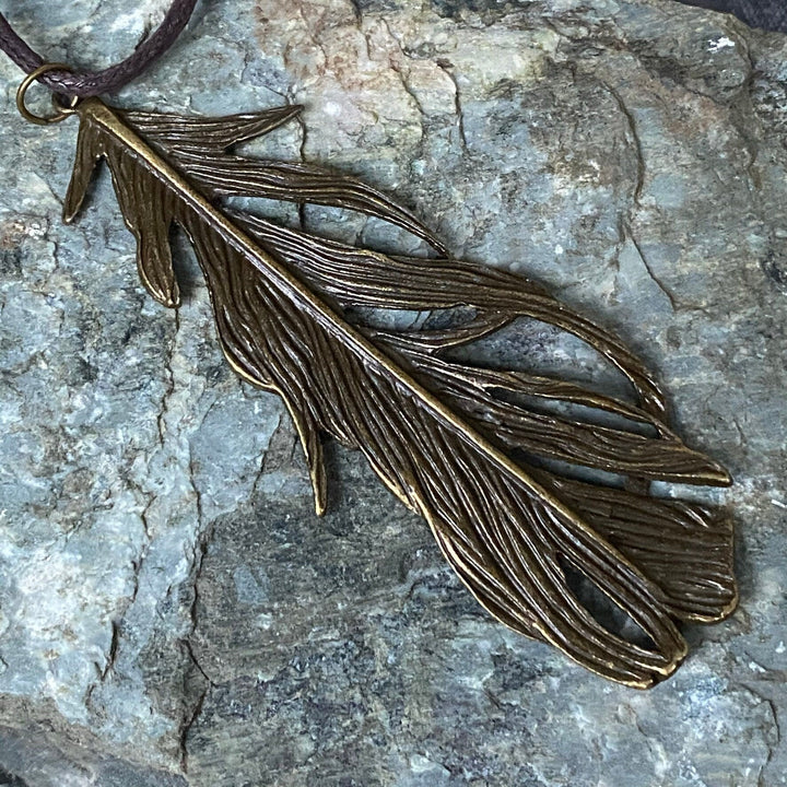 Feather Shaped Necklace - Pack of 3 - LARP Sash, Amulets, Accessory - Brass Color - Chows Emporium Ltd