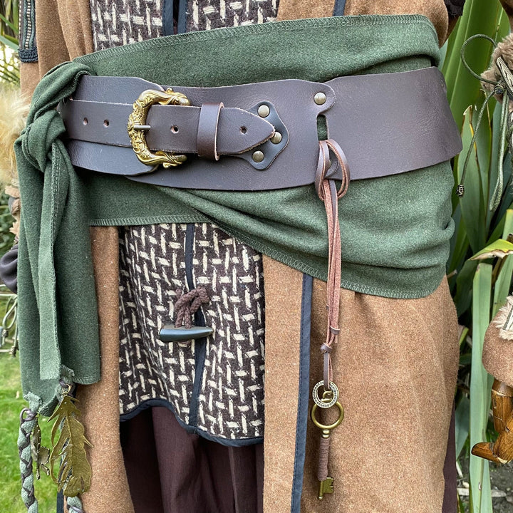 The Magnificent LARP Belt with Accessories - Brown Buffalo Leather - Gift Ideas - Chows Emporium Ltd