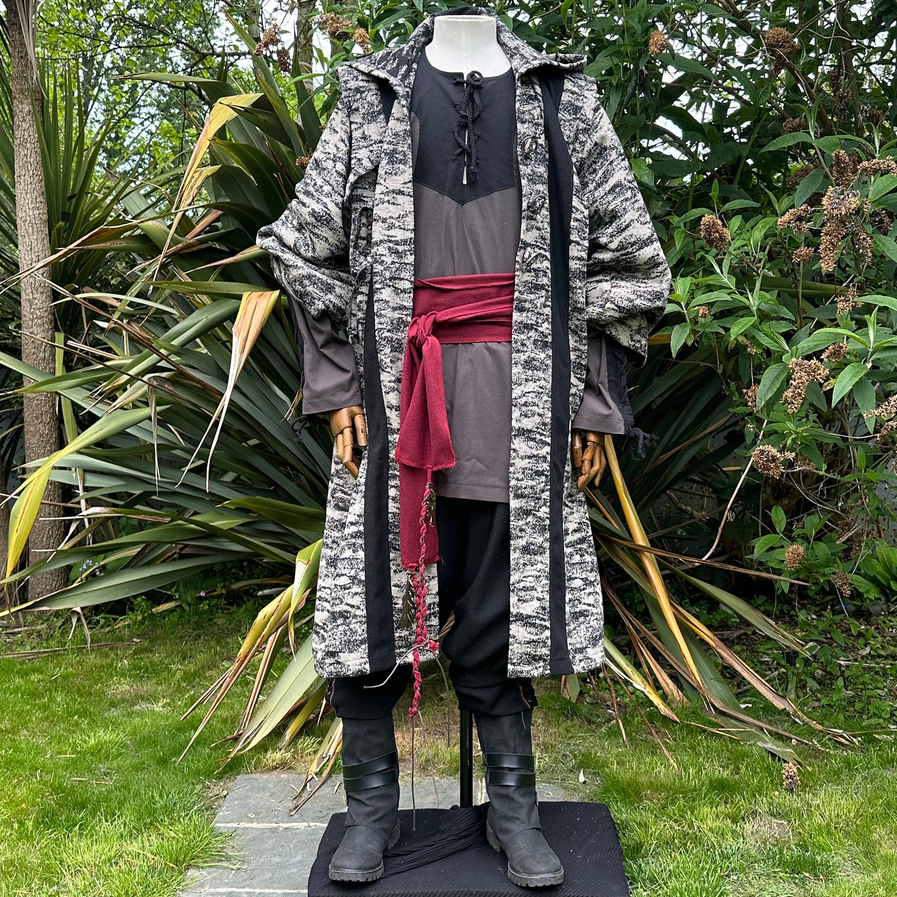 Beige & Black Hooded Mid-Length Robe | Chows | From £95.00