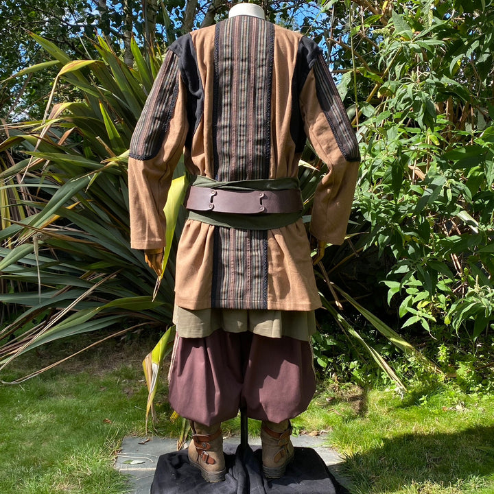 Druid of Middle Earth LARP Outfit - 4 Pieces; Brown Ornate Jacket, Tunic, Pants, Sash - Chows Emporium Ltd