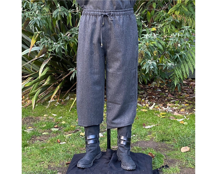Medieval Straight Leg Pants - Grey Wool Trousers - Chows Emporium Ltd